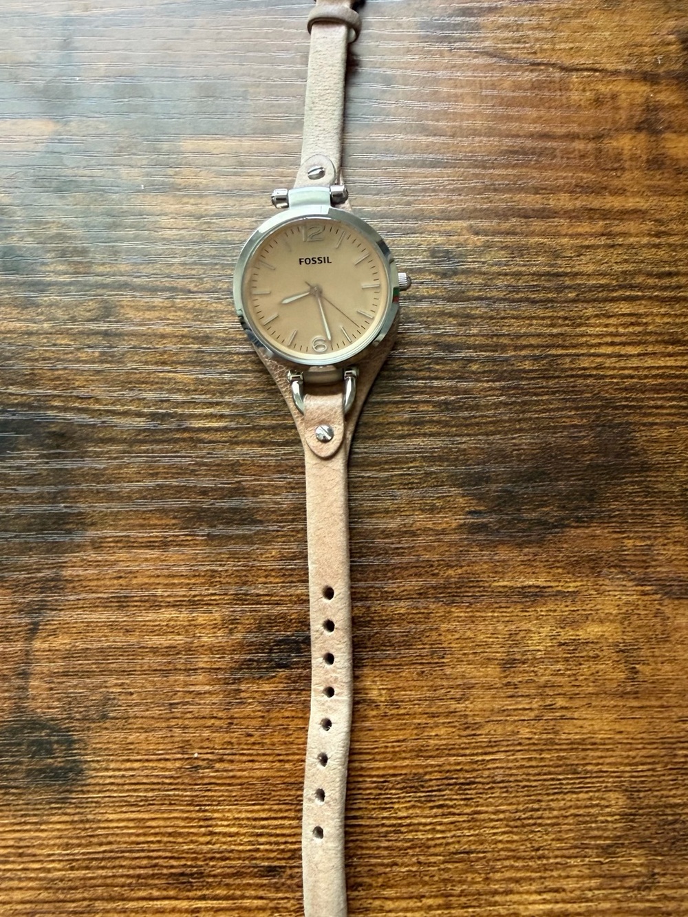 Fossil Tan Leather Strap Watch with Cream Dial